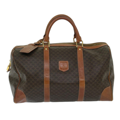 Luxury CELINE Macadam Canvas Boston Bag PVC Brown 11251