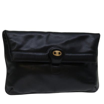 Luxury CELINE Shoulder Bag Leather Black 11353