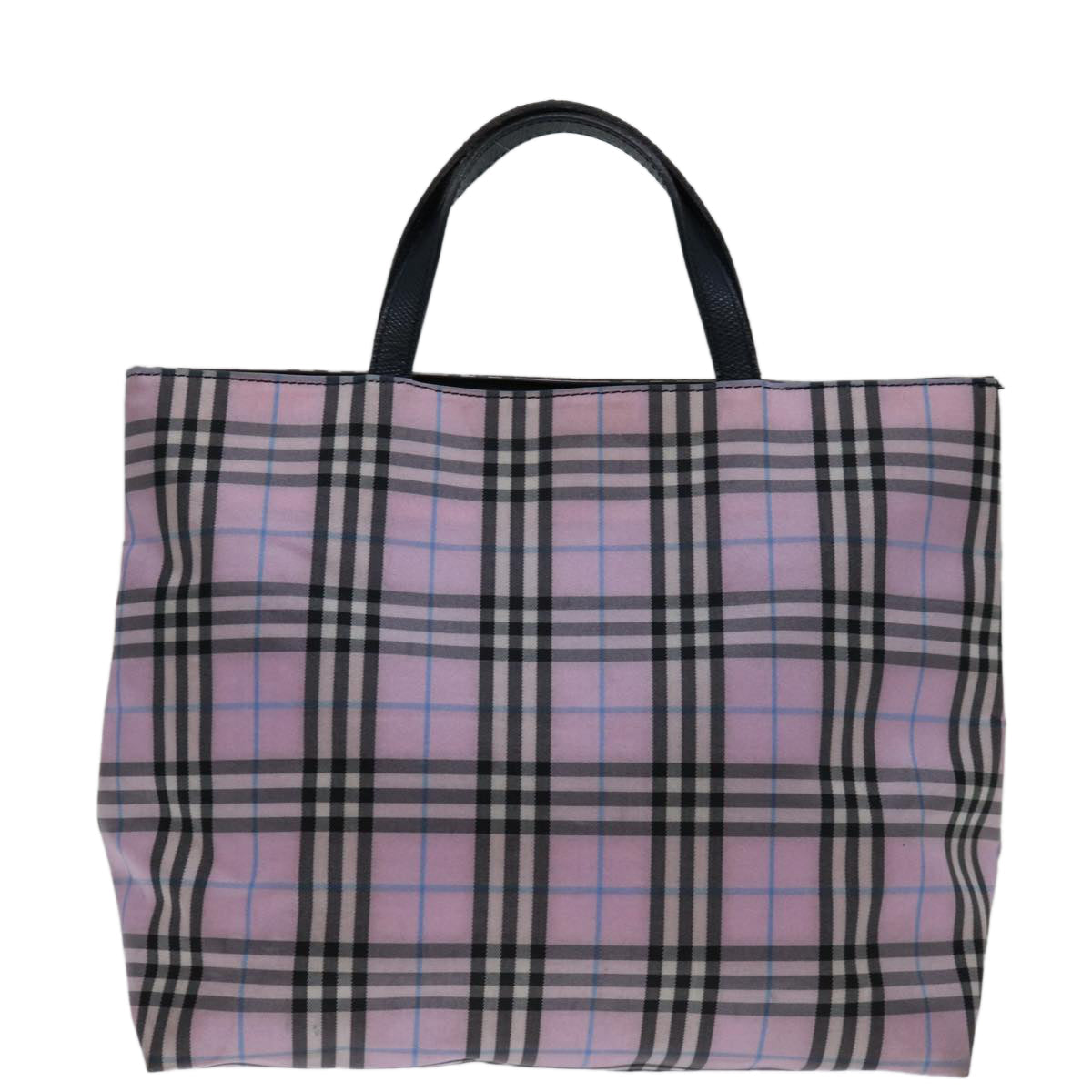 Luxury Burberry Nova Check Hand Bag Nylon Pink Auth yk11387
