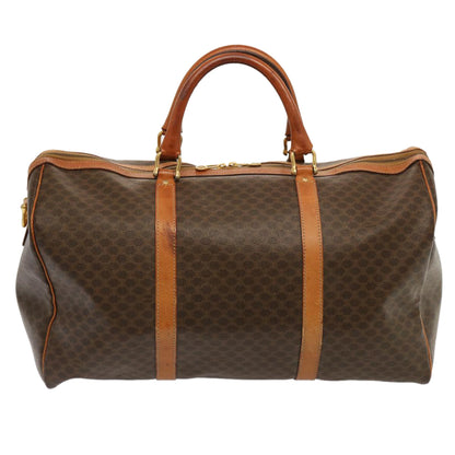 Luxury CELINE Macadam Canvas Boston Bag PVC Brown 11520