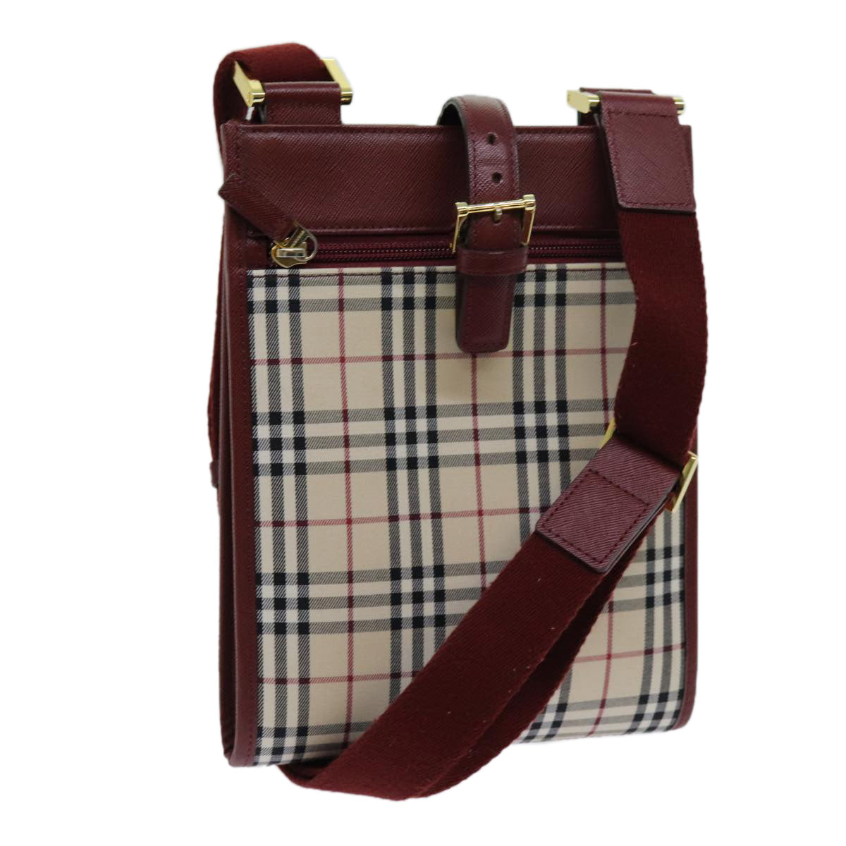Luxury Burberry Nova Check Shoulder Bag Canvas Beige Auth yk11620