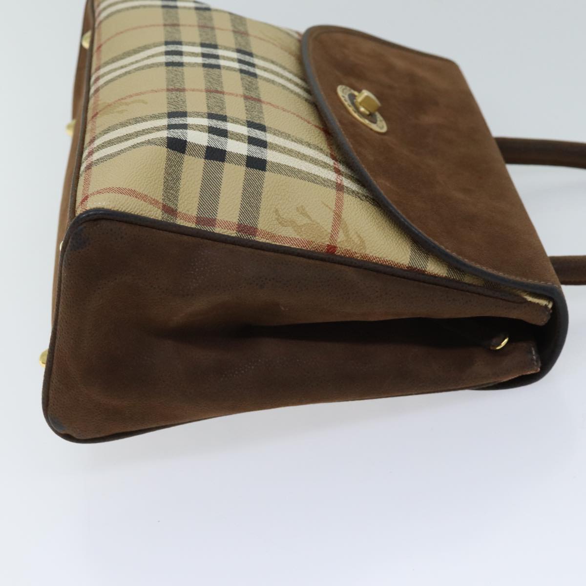 Luxury BurberrySs Nova Check Hand Bag PVC 2way Brown Auth yk11758