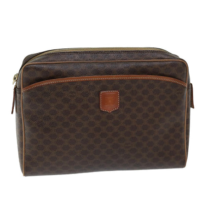 Luxury CELINE Macadam Canvas Clutch Bag PVC Brown 12150