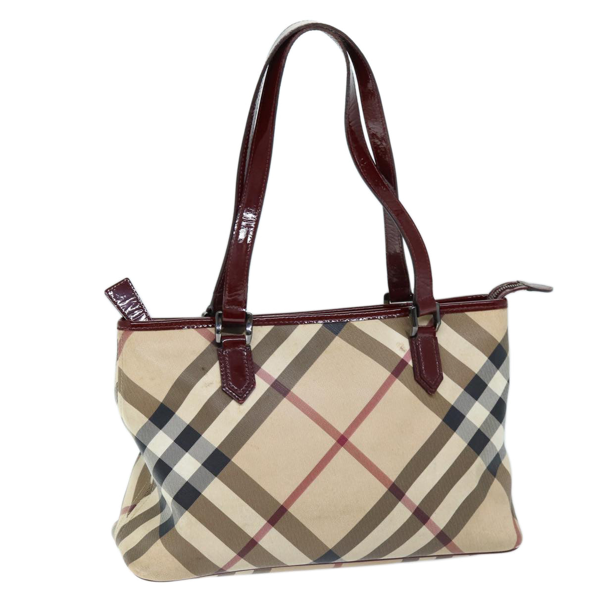 Luxury Burberry Nova Check Shoulder Bag Coated Canvas Beige Auth yk12191