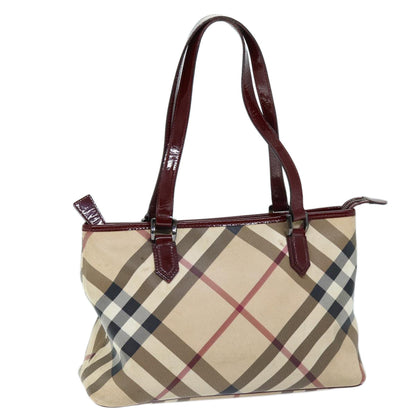 Luxury Burberry Nova Check Shoulder Bag Coated Canvas Beige Auth yk12191