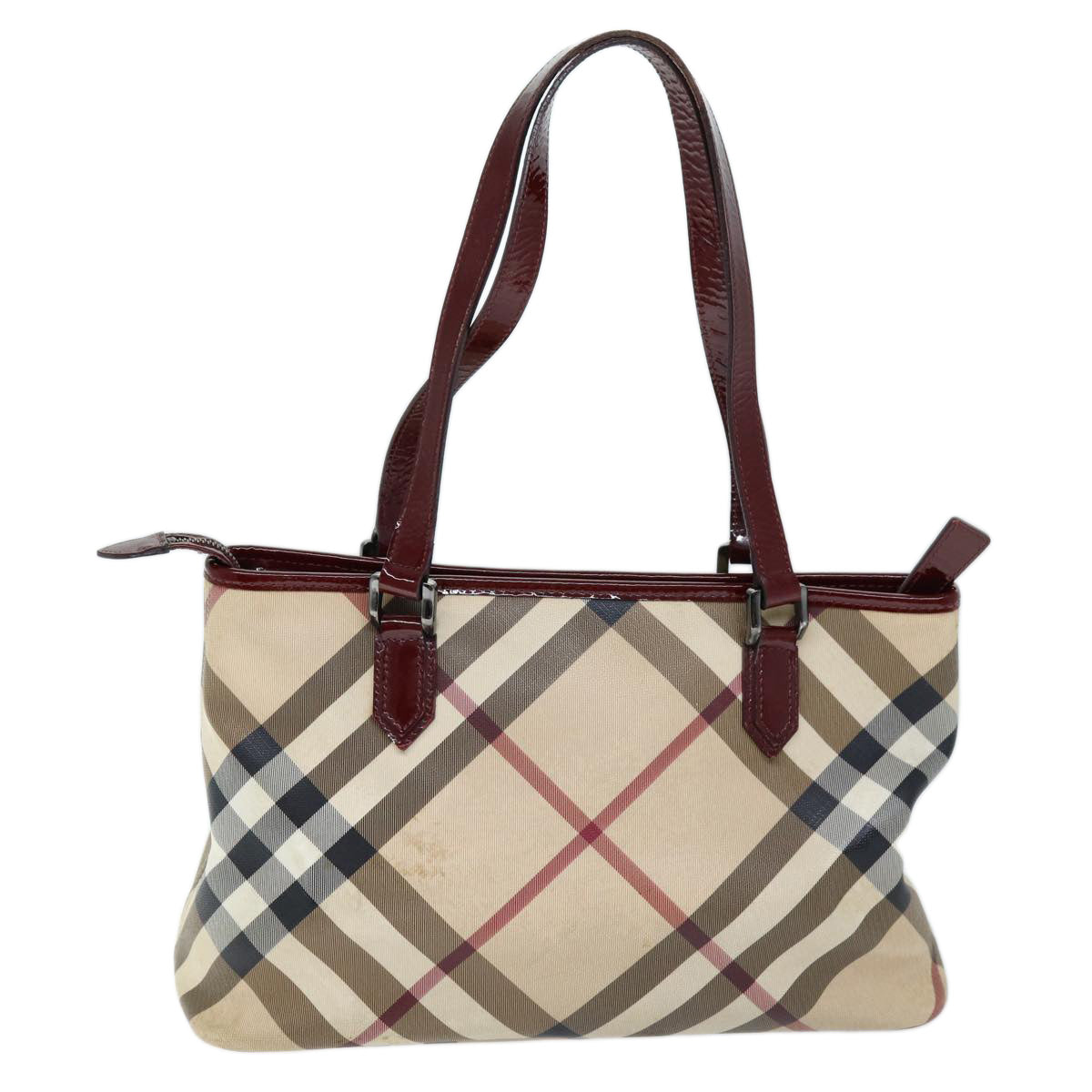 Luxury Burberry Nova Check Shoulder Bag Coated Canvas Beige Auth yk12191