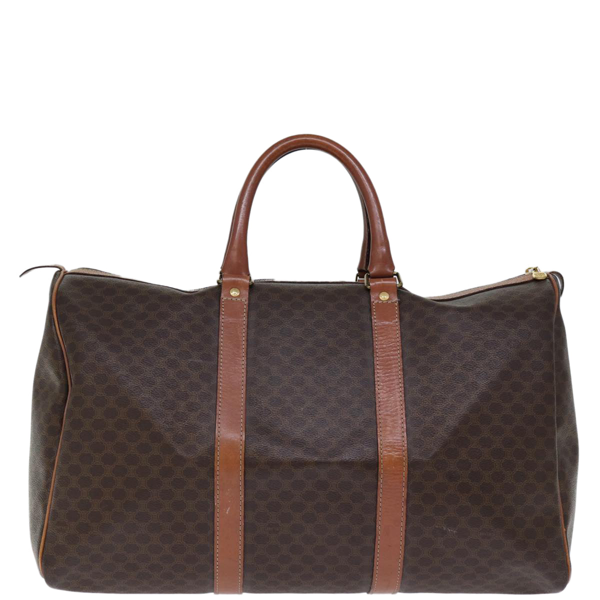 Luxury CELINE Macadam Canvas Boston Bag PVC Brown 12245