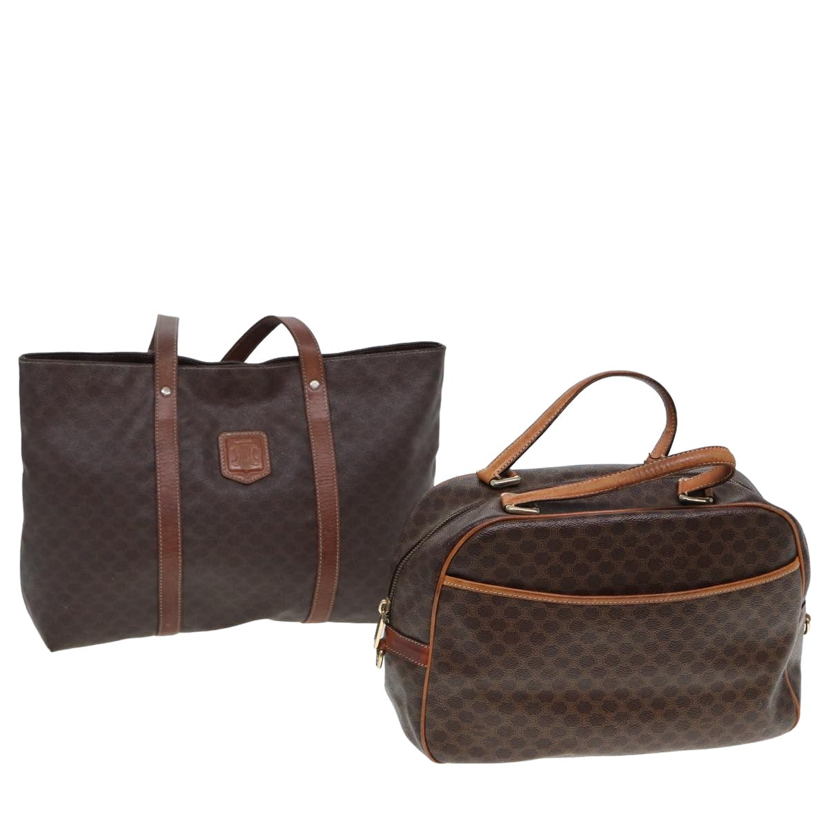 Luxury CELINE Macadam Canvas Shoulder Bag PVC Leather 2Set Brown 12251