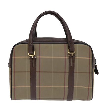Luxury BurberrySs Nova Check Hand Bag Canvas Beige Auth yk12280