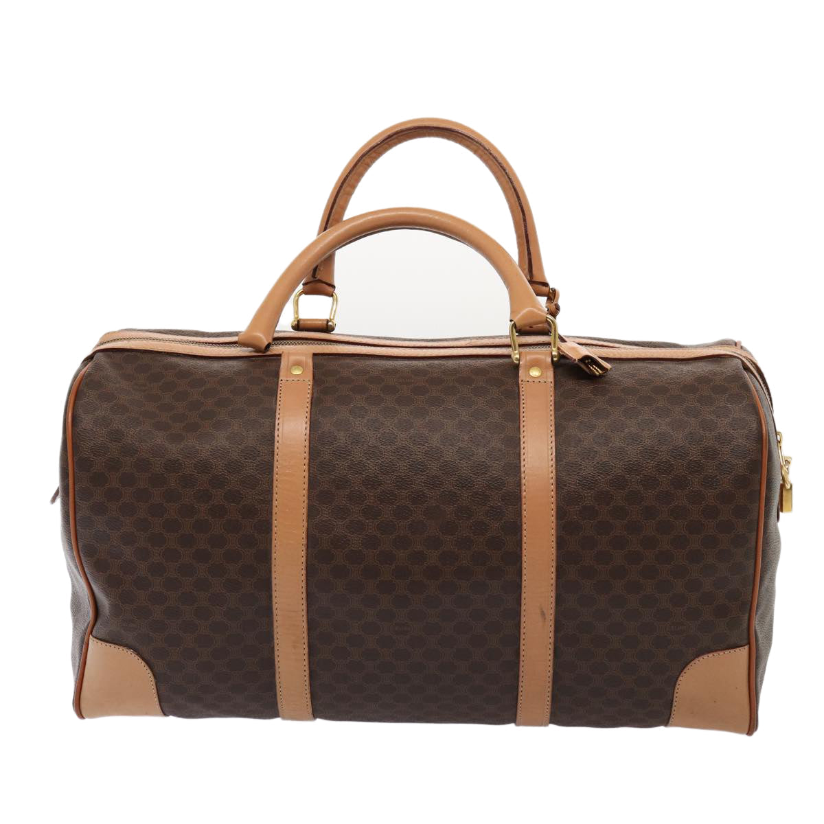 Luxury CELINE Macadam Canvas Boston Bag PVC Leather 3Set Brown Beige 12691