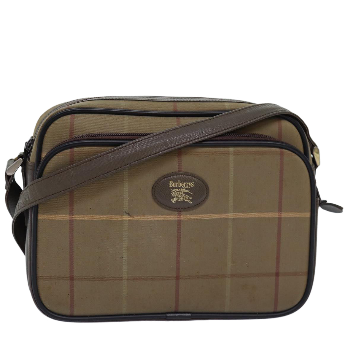 Luxury BurberrySs Nova Check Shoulder Bag Canvas Beige Auth yk12717