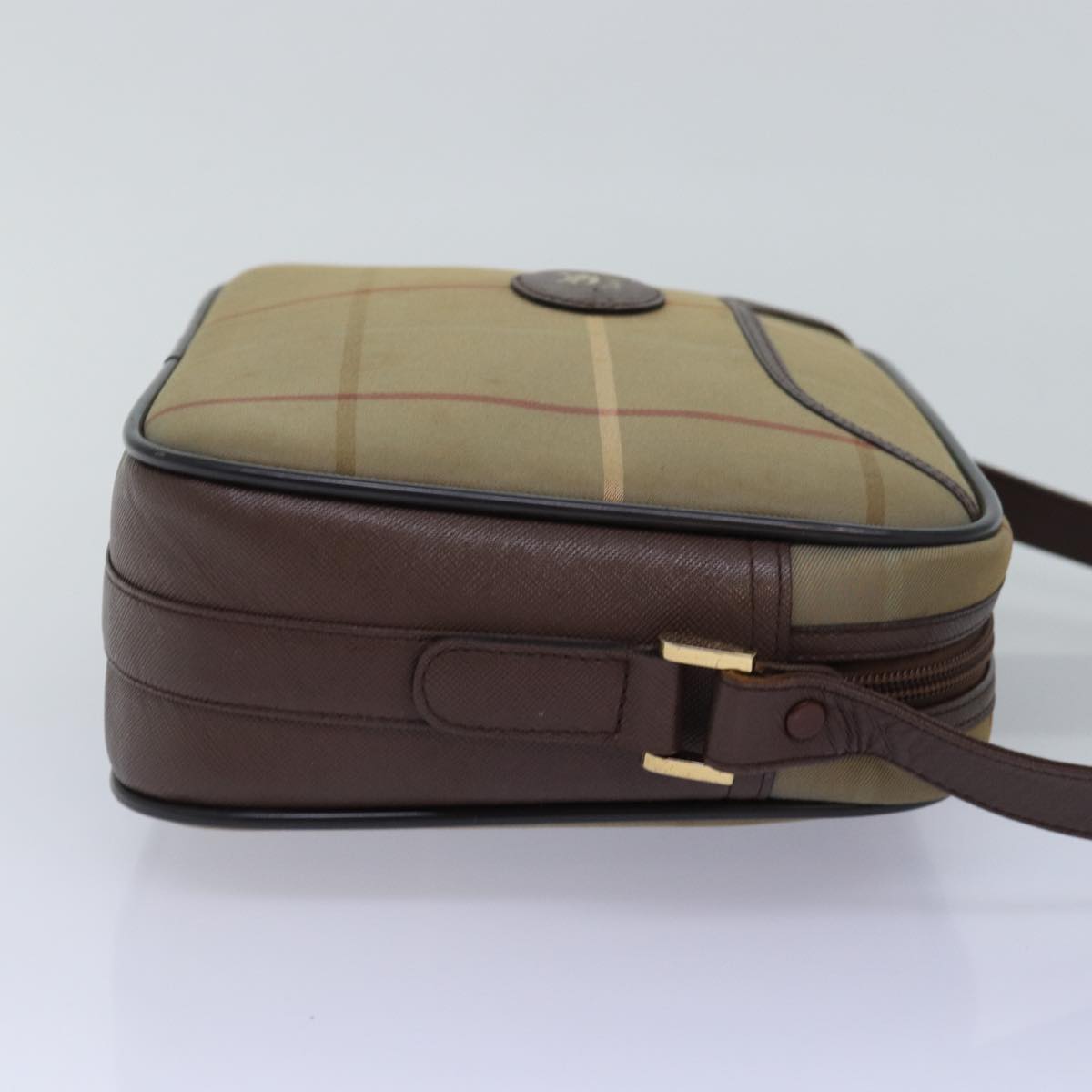 Luxury BurberrySs Nova Check Shoulder Bag Canvas Beige Auth yk12733
