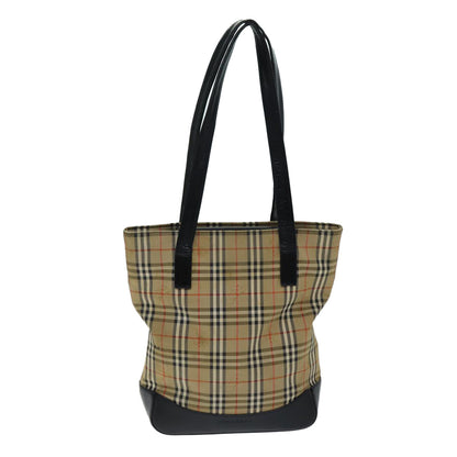 Luxury Burberry Nova Check Tote Bag Canvas Beige Auth yk12758