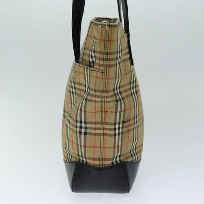 Luxury Burberry Nova Check Tote Bag Canvas Beige Auth yk12758