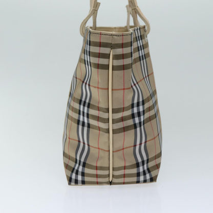 Luxury Burberry Nova Check Hand Bag Nylon Beige Auth yk12778