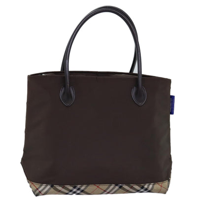 Luxury BurberrySs Nova Check Blue Label Tote Bag Nylon Beige Brown Auth yk12782