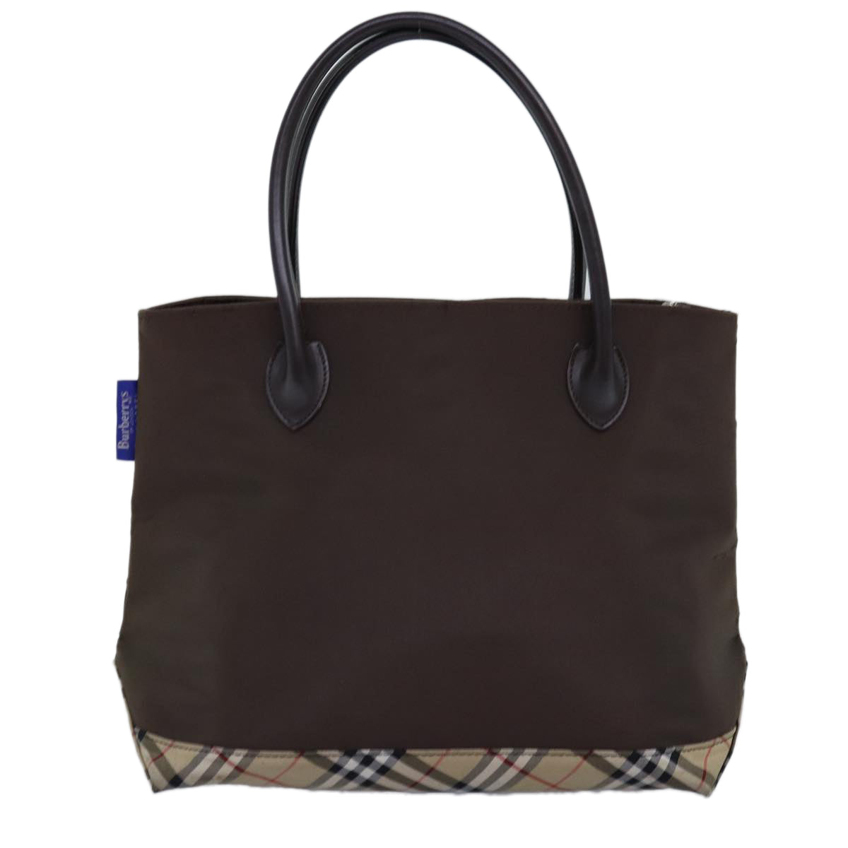 Luxury BurberrySs Nova Check Blue Label Tote Bag Nylon Beige Brown Auth yk12782