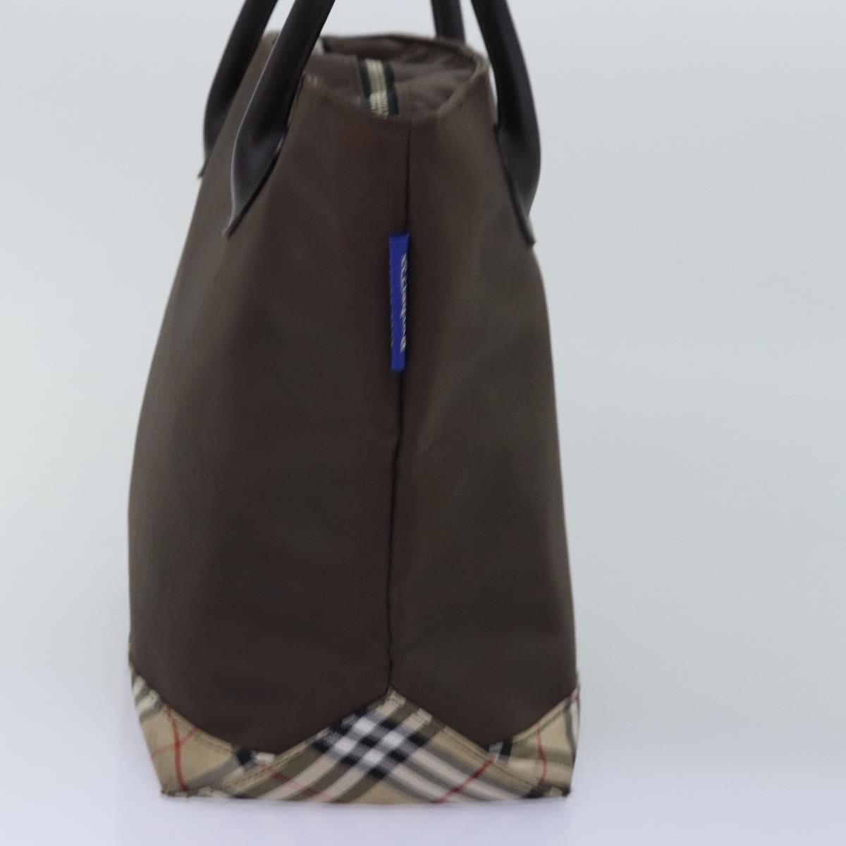 Luxury BurberrySs Nova Check Blue Label Tote Bag Nylon Beige Brown Auth yk12782