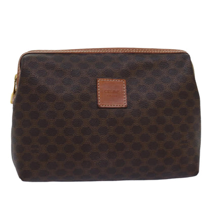 Luxury CELINE Macadam Canvas Pouch PVC Brown 12828