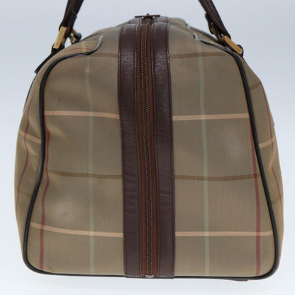 Luxury BurberrySs Nova Check Boston Bag Canvas Beige Auth yk12869