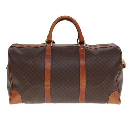 Luxury CELINE Macadam Canvas Boston Bag PVC Leather Brown 12899