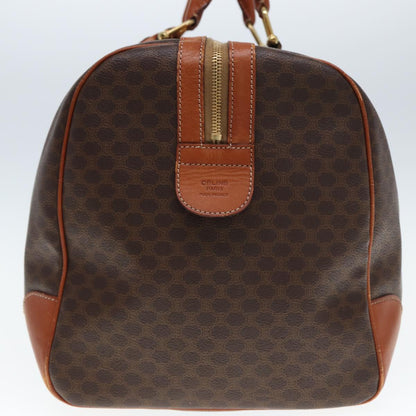 Luxury CELINE Macadam Canvas Boston Bag PVC Leather Brown 12899