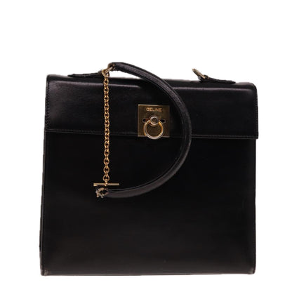 Luxury CELINE Hand Bag Leather Black 12969