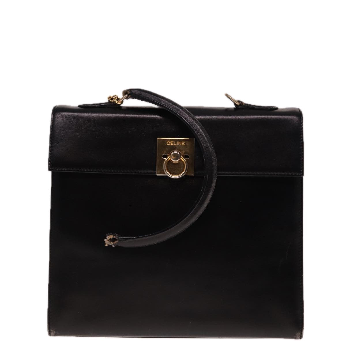 Luxury CELINE Hand Bag Leather Black 12969