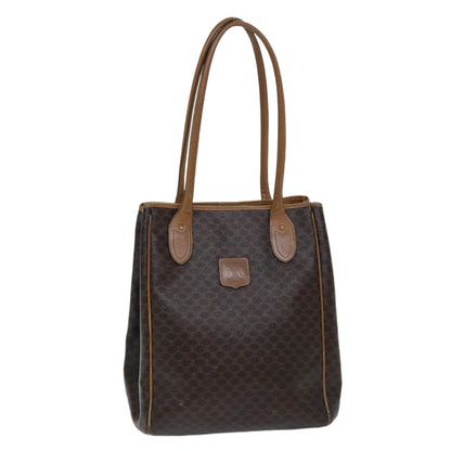 Luxury CELINE Macadam Canvas Shoulder Bag PVC Leather Brown 13031