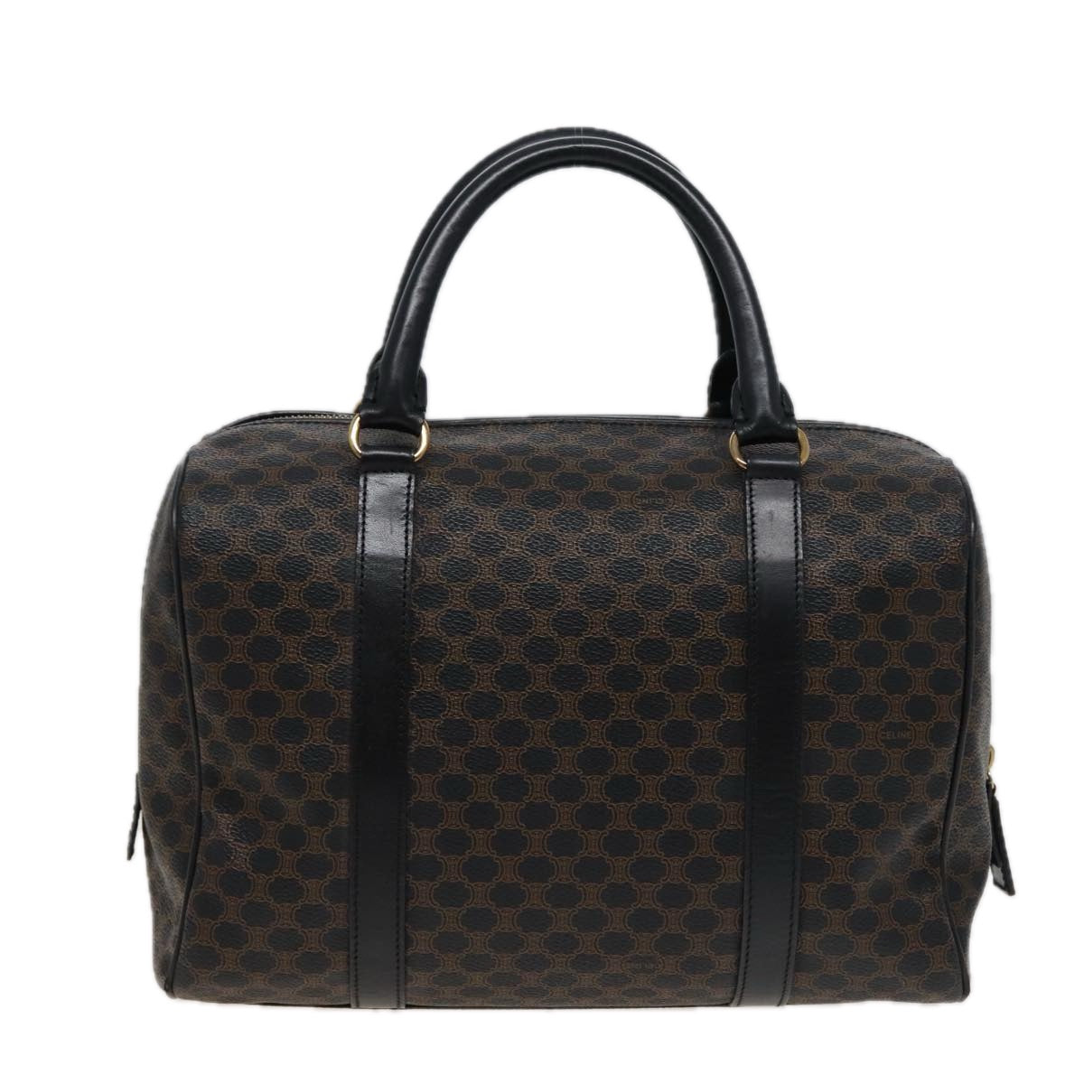 Luxury CELINE Macadam Canvas Boston Bag PVC Black 13041