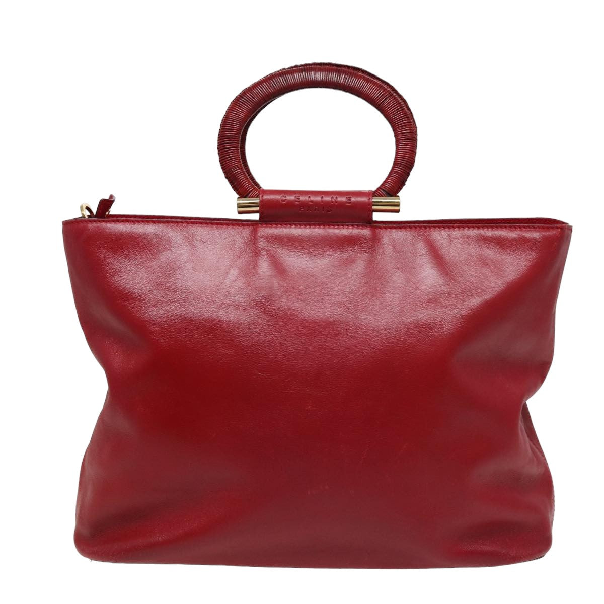 Luxury CELINE Hand Bag Leather 2way Red 13083