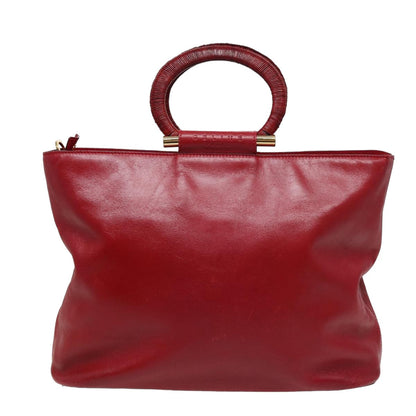 Luxury CELINE Hand Bag Leather 2way Red 13083