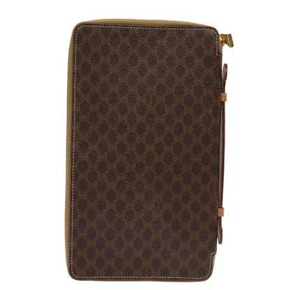 Luxury CELINE Macadam Canvas Travel Case PVC Leather Brown 13127