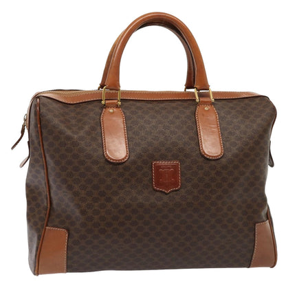 Luxury CELINE Macadam Canvas Boston Bag PVC Leather Brown 13157