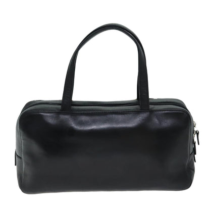 Luxury Burberry Nova Check Hand Bag Leather Canvas Black Beige Auth yk13164