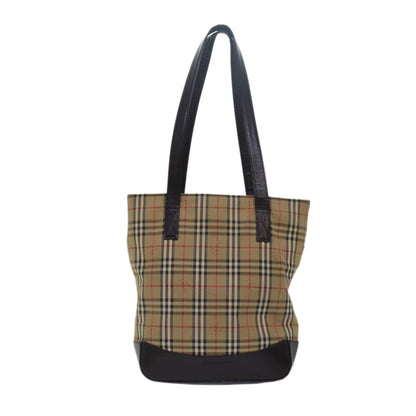 Luxury Burberry Nova Check Tote Bag Canvas Beige Auth yk13193