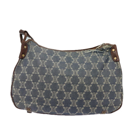 Luxury CELINE Denim Paris Macadam Shoulder Bag Blue 13201