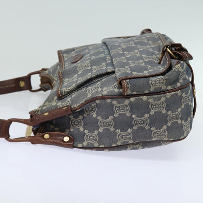 Luxury CELINE Denim Paris Macadam Shoulder Bag Blue 13201
