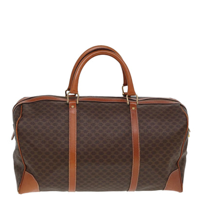 Luxury CELINE Macadam Canvas Boston Bag PVC Leather Brown 13219