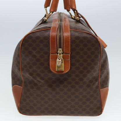 Luxury CELINE Macadam Canvas Boston Bag PVC Leather Brown 13219