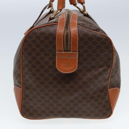 Luxury CELINE Macadam Canvas Boston Bag PVC Leather Brown 13219