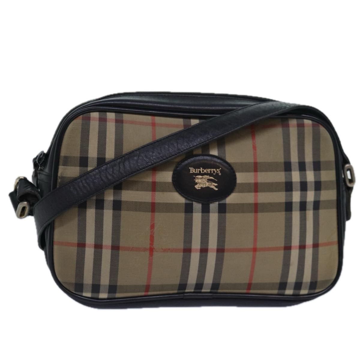 Luxury BurberrySs Nova Check Shoulder Bag Canvas Beige Auth yk13298