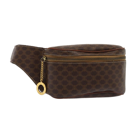 Luxury CELINE Macadam Canvas Body Bag PVC Leather Brown 13330