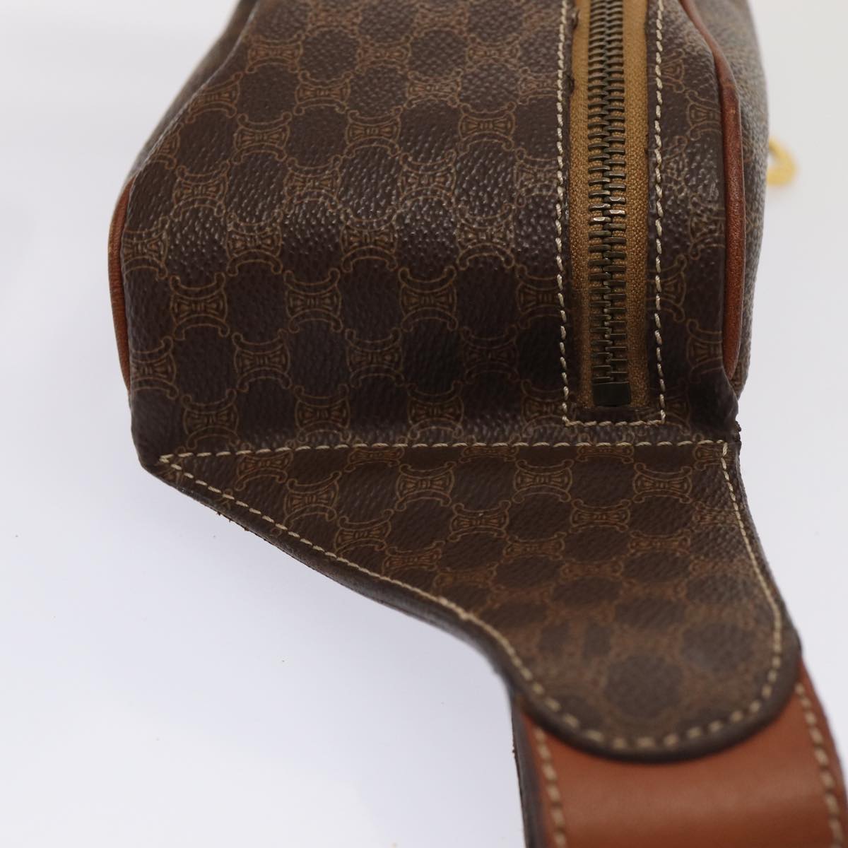 Luxury CELINE Macadam Canvas Body Bag PVC Leather Brown 13330