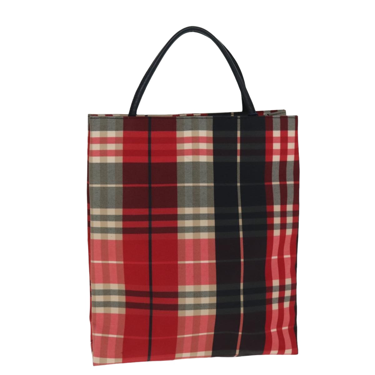 Luxury Burberry Nova Check Hand Bag Canvas Red Auth yk13550