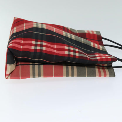 Luxury Burberry Nova Check Hand Bag Canvas Red Auth yk13550