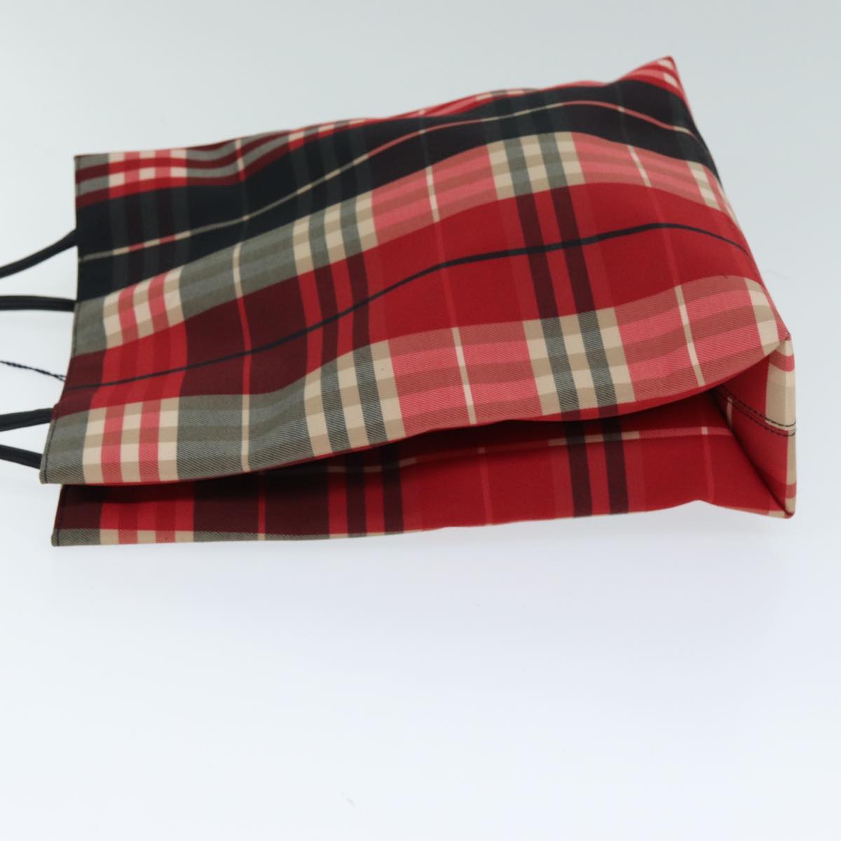 Luxury Burberry Nova Check Hand Bag Canvas Red Auth yk13550