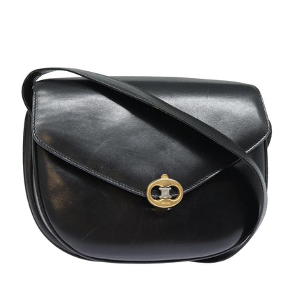 Luxury CELINE Shoulder Bag Leather Black 13626
