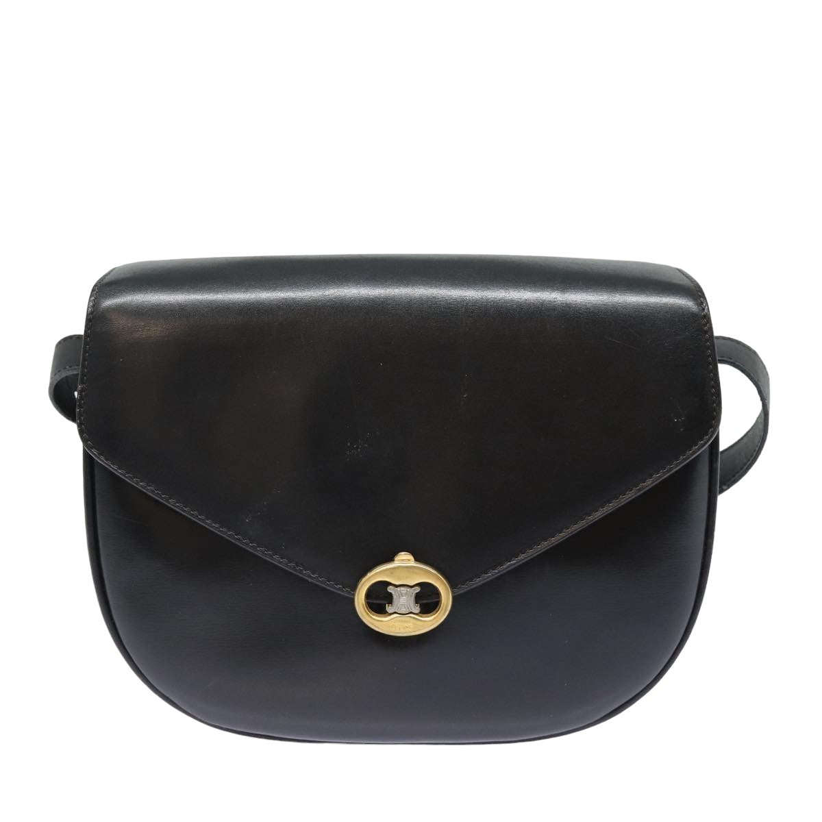 Luxury CELINE Shoulder Bag Leather Black 13626