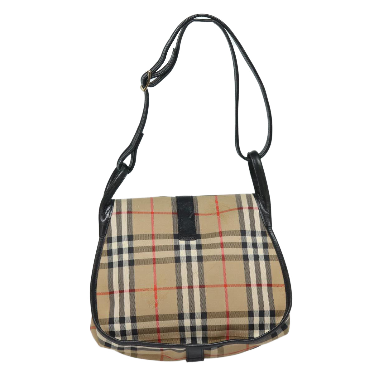 Luxury BurberrySs Nova Check Shoulder Bag Canvas Beige Auth yk13921